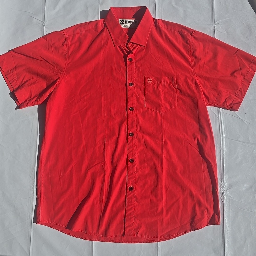 Dixxon Performance Bamboo Series Shirt Men's XL Red Short Sleeve Button Up